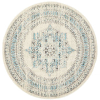 Salerno 1631 White Multi Colour Transitional Medallion Patterned Round Rug - Rugs Of Beauty - 1