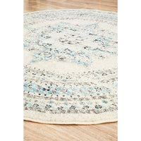 Salerno 1631 White Multi Colour Transitional Medallion Patterned Round Rug - Rugs Of Beauty - 5
