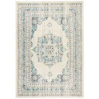 Salerno 1631 White Multi Colour Transitional Medallion Patterned Rug - Rugs Of Beauty - 1