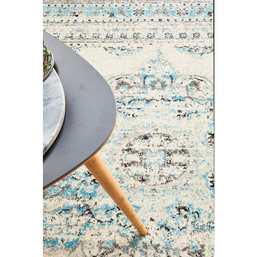 Salerno 1631 White Multi Colour Transitional Medallion Patterned Rug - Rugs Of Beauty - 8