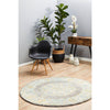 Salerno 1633 Grey Multi Colour Distressed Transitional Medallion Patterned Round Rug - Rugs Of Beauty - 3