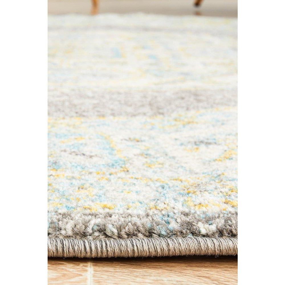 Salerno 1633 Grey Multi Colour Distressed Transitional Medallion Patterned Round Rug - Rugs Of Beauty - 8