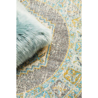 Salerno 1633 Grey Multi Colour Distressed Transitional Medallion Patterned Round Rug - Rugs Of Beauty - 6