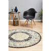 Salerno 1634 Charcoal Grey Multi Colour Transitional Medallion Patterned Round Rug - Rugs Of Beauty - 2
