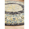 Salerno 1634 Charcoal Grey Multi Colour Transitional Medallion Patterned Round Rug - Rugs Of Beauty - 8