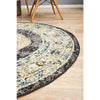 Salerno 1634 Charcoal Grey Multi Colour Transitional Medallion Patterned Round Rug - Rugs Of Beauty - 5