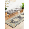 Salerno 1634 Charcoal Grey Multi Colour Transitional Medallion Patterned Runner Rug - Rugs Of Beauty - 3