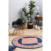 Salerno 1635 Blue Purple Multi Colour Transitional Medallion Patterned Round Rug - Rugs Of Beauty - 3