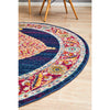 Salerno 1635 Blue Purple Multi Colour Transitional Medallion Patterned Round Rug - Rugs Of Beauty - 6
