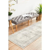Salerno 1636 Silver Grey Multi Colour Transitional Medallion Patterned Runner Rug - Rugs Of Beauty - 3