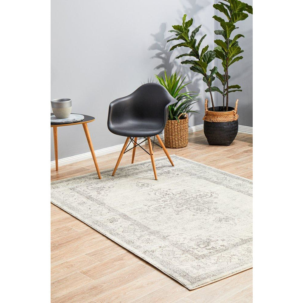 Salerno 1636 Silver Grey Multi Colour Transitional Medallion Patterned Rug - Rugs Of Beauty - 4