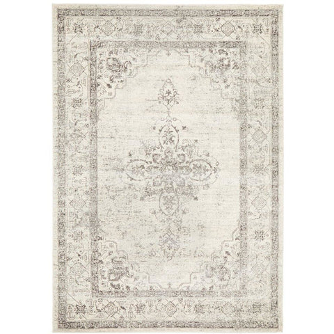 Salerno 1636 Silver Grey Multi Colour Transitional Medallion Patterned Rug - Rugs Of Beauty - 1