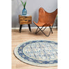 Salerno 1637 Blue Multi Colour Transitional Patterned Round Rug - Rugs Of Beauty - 2