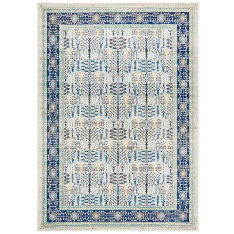 Salerno 1637 Blue Multi Colour Transitional Patterned Rug - Rugs Of Beauty - 1