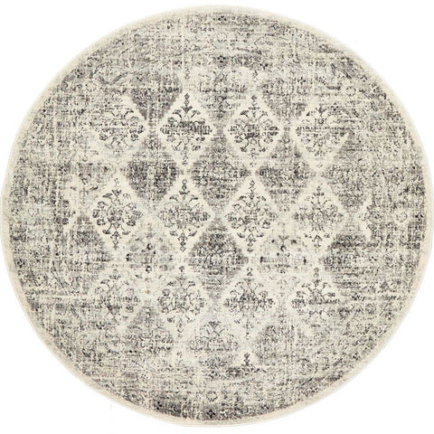 Salerno 1638 Grey Multi Colour Transitional Diamond Patterned Round Rug - Rugs Of Beauty - 1
