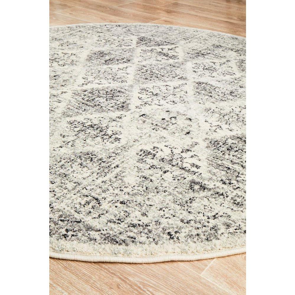 Salerno 1638 Grey Multi Colour Transitional Diamond Patterned Round Rug - Rugs Of Beauty - 7