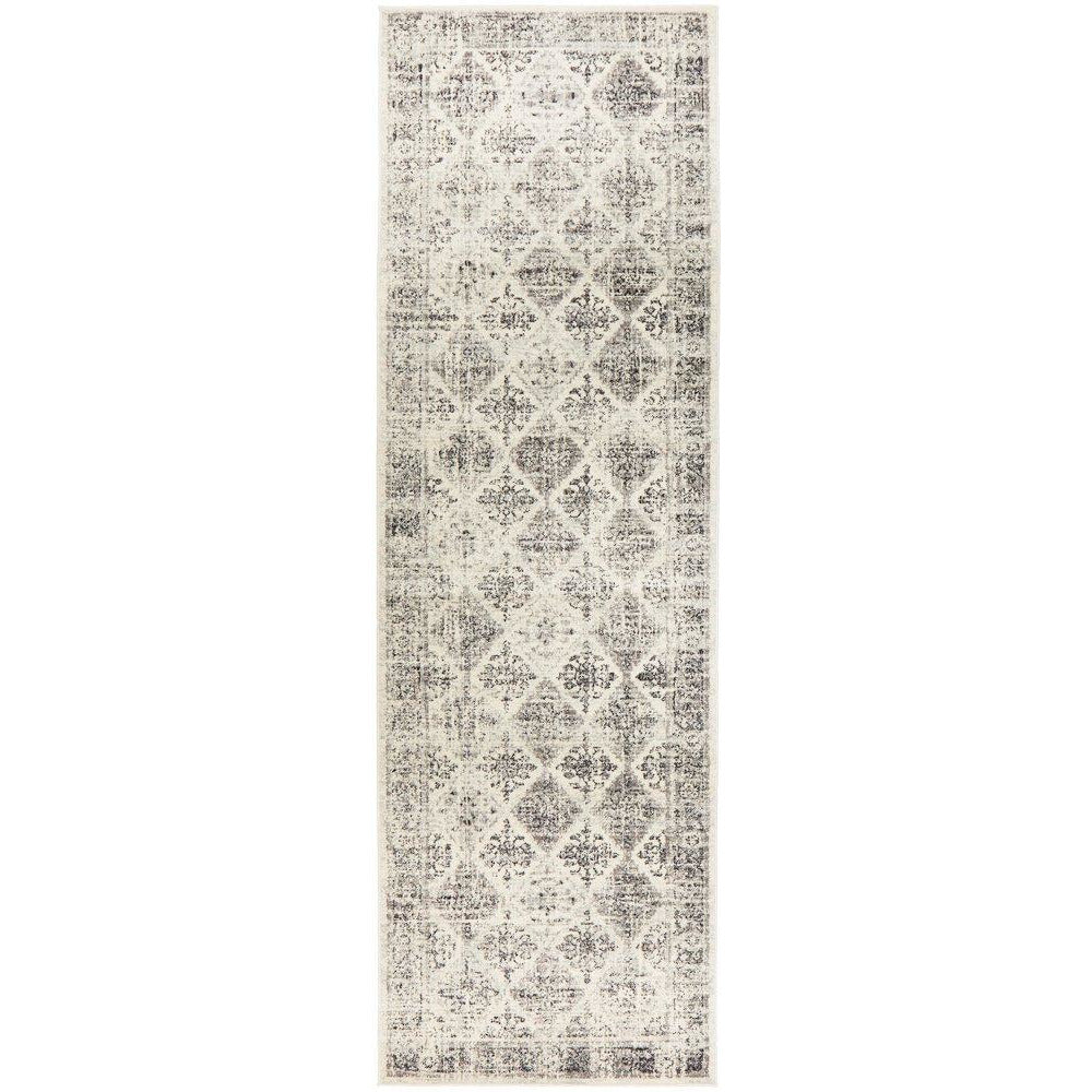 Salerno 1638 Grey Multi Colour Transitional Diamond Patterned Runner Rug - Rugs Of Beauty - 1