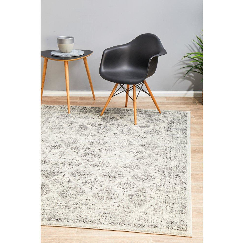 Salerno 1638 Grey Multi Colour Transitional Diamond Patterned Rug - Rugs Of Beauty - 4