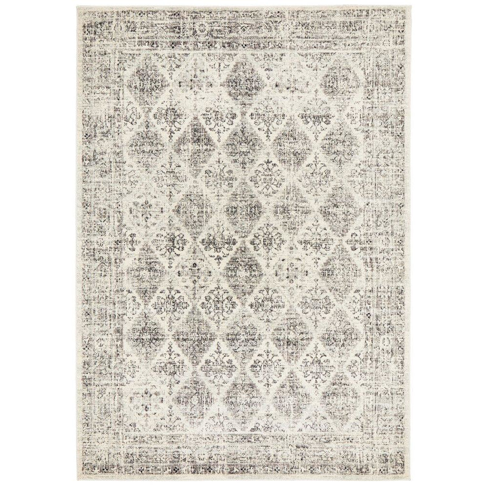 Salerno 1638 Grey Multi Colour Transitional Diamond Patterned Rug - Rugs Of Beauty - 1