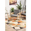 Calais Orange Multi Coloured Geometric Squares Triangles Modern Rug - Rugs Of Beauty - 3
