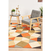 Calais Orange Multi Coloured Geometric Squares Triangles Modern Rug - Rugs Of Beauty - 4