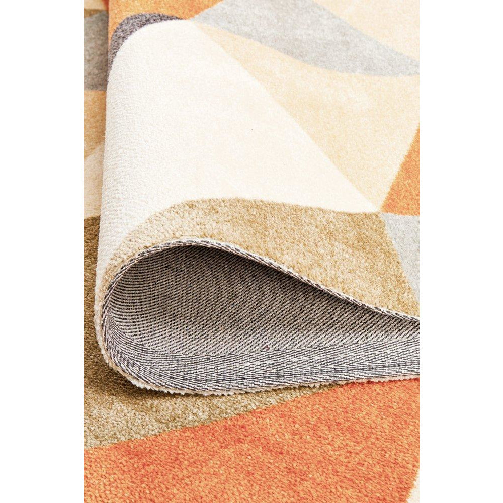 Calais Orange Multi Coloured Geometric Squares Triangles Modern Rug - Rugs Of Beauty - 10