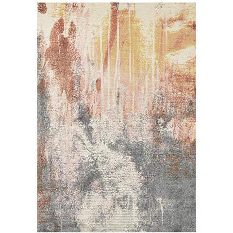 Calais Water Colour Blue Rust Modern Abstract Rug - Rugs Of Beauty - 1