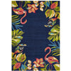 Florence 1531 Navy Floral Flamingo Toucan Birds Patterned Outdoor Modern Rug - Rugs Of Beauty - 1