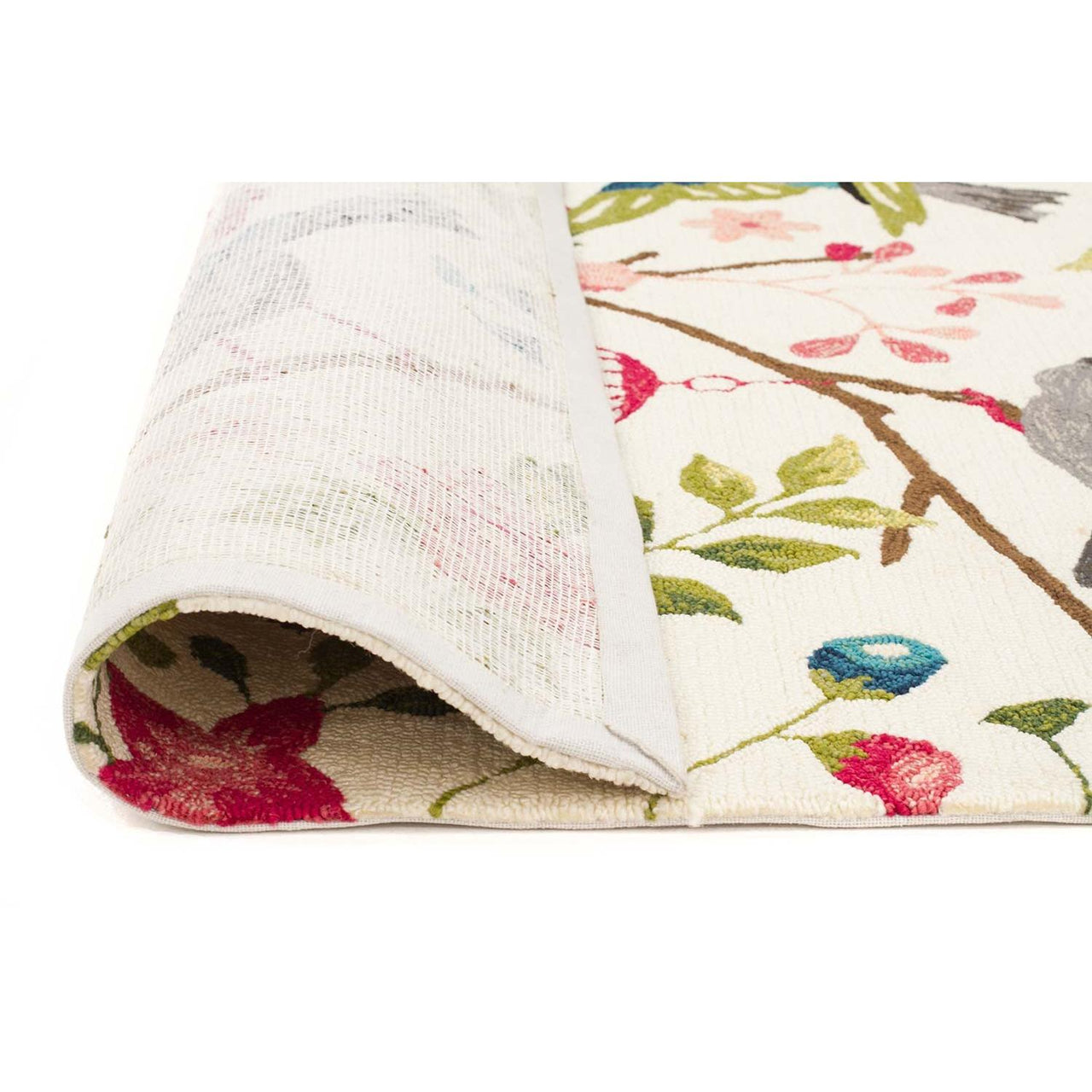 Florence 1534 White Multi Colour Floral Birds Bird Cages Outdoor Modern Rug - Rugs Of Beauty - 8