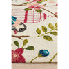 Florence 1534 White Multi Colour Floral Birds Bird Cages Outdoor Modern Rug - Rugs Of Beauty - 5