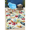 Florence 1535 White Multi Coloured Toucan Birds Floral Patterned Outdoor Modern Rug - Rugs Of Beauty - 2