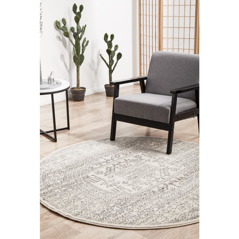 Kiruna 771 Silver Grey Modern Patterned Round Rug - Rugs Of Beauty - 3