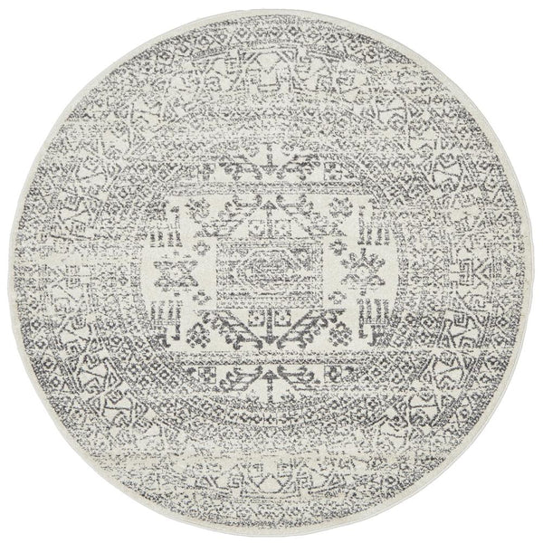 Kiruna 771 Silver Grey Modern Patterned Round Rug - Rugs Of Beauty - 1