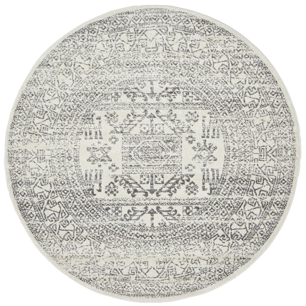 Kiruna 771 Silver Grey Modern Patterned Round Rug - Rugs Of Beauty - 1