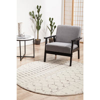 Kiruna 772 Silver Grey Cream Transitional Trellis Patterned Round Rug - Rugs Of Beauty - 3