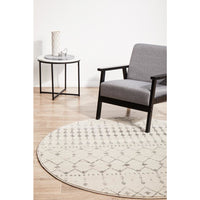 Kiruna 772 Silver Grey Cream Transitional Trellis Patterned Round Rug - Rugs Of Beauty - 2