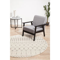 Kiruna 772 Silver Grey Cream Transitional Trellis Patterned Round Rug - Rugs Of Beauty - 4