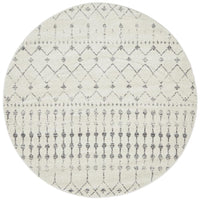Kiruna 772 Silver Grey Cream Transitional Trellis Patterned Round Rug - Rugs Of Beauty - 1