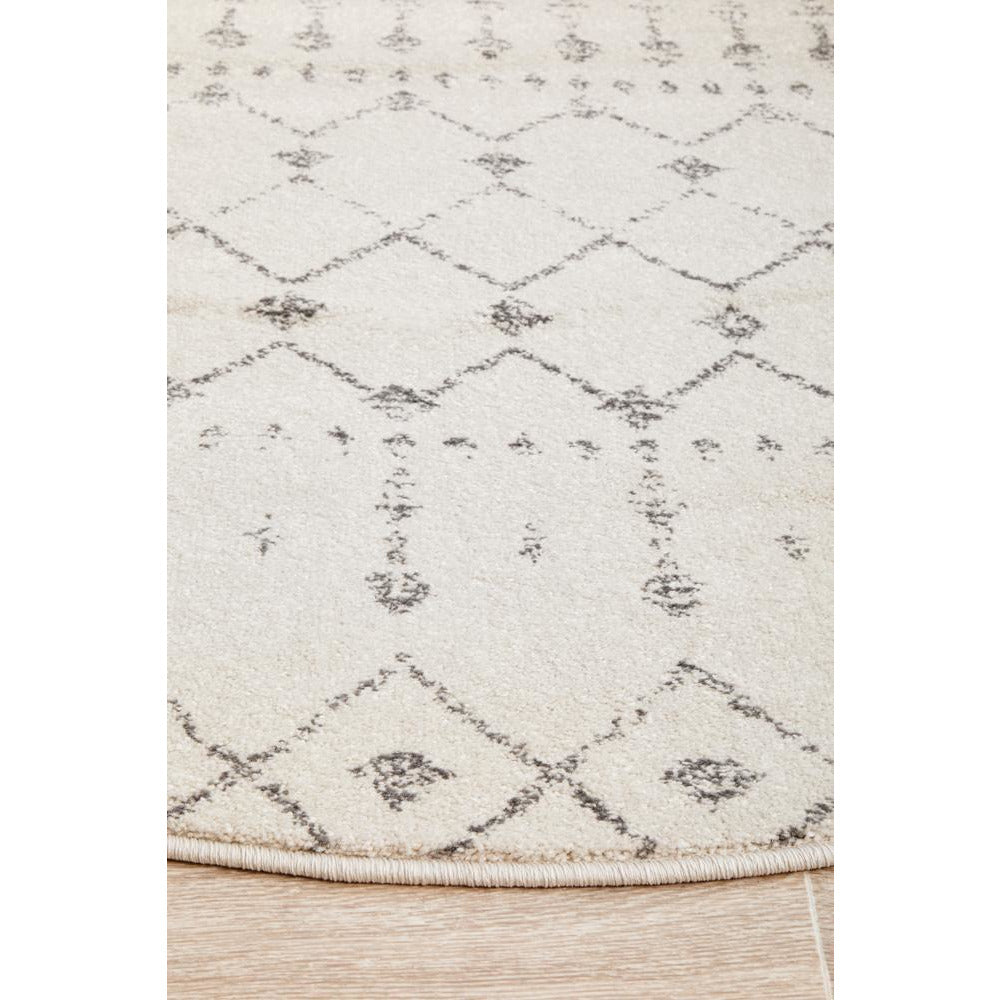 Kiruna 772 Silver Grey Cream Transitional Trellis Patterned Round Rug - Rugs Of Beauty - 7