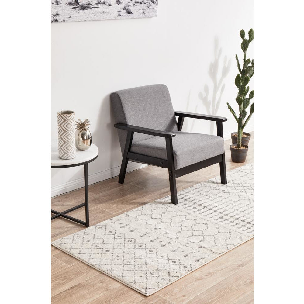 Kiruna 772 Silver Grey Cream Transitional Trellis Patterned Runner Rug - Rugs Of Beauty - 3