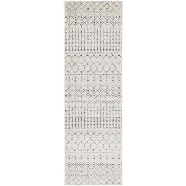 Kiruna 772 Silver Grey Cream Transitional Trellis Patterned Runner Rug - Rugs Of Beauty - 1