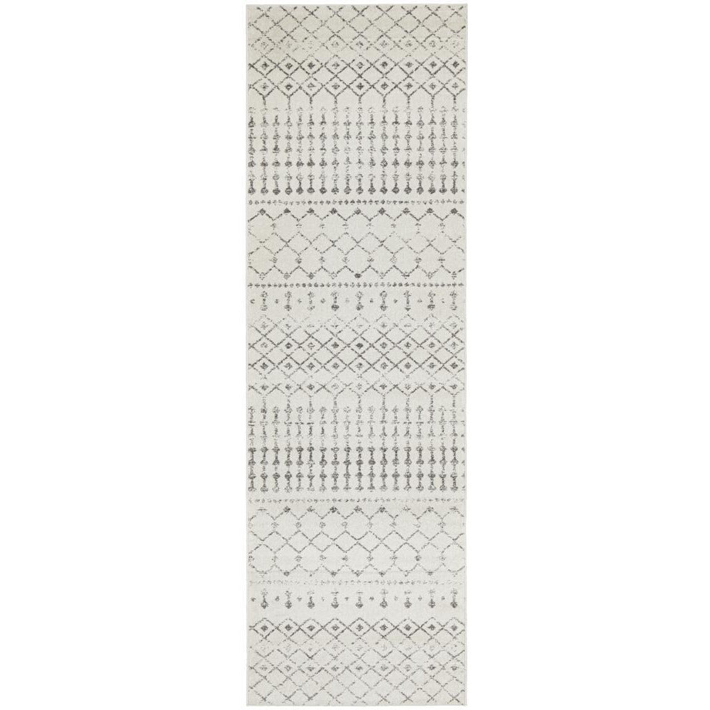 Kiruna 772 Silver Grey Cream Transitional Trellis Patterned Runner Rug - Rugs Of Beauty - 1