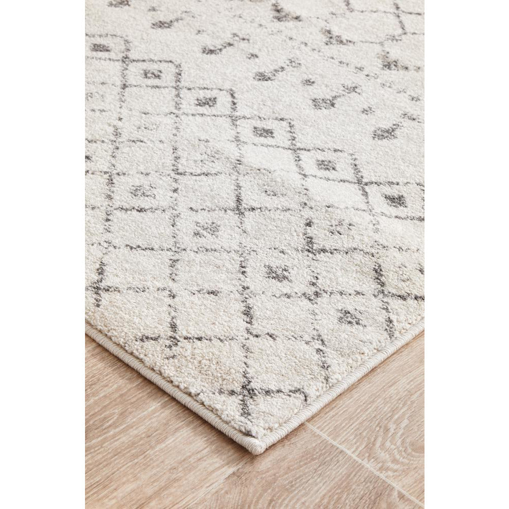 Kiruna 772 Silver Grey Cream Transitional Trellis Patterned Runner Rug - Rugs Of Beauty - 6