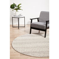 Kiruna 773 Silver Grey Cream Transitional Patterned Round Rug - Rugs Of Beauty - 2