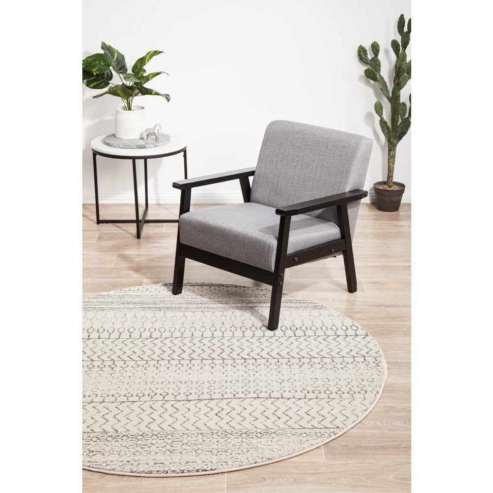 Kiruna 773 Silver Grey Cream Transitional Patterned Round Rug - Rugs Of Beauty - 4