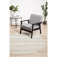 Kiruna 773 Silver Grey Cream Transitional Patterned Round Rug - Rugs Of Beauty - 4