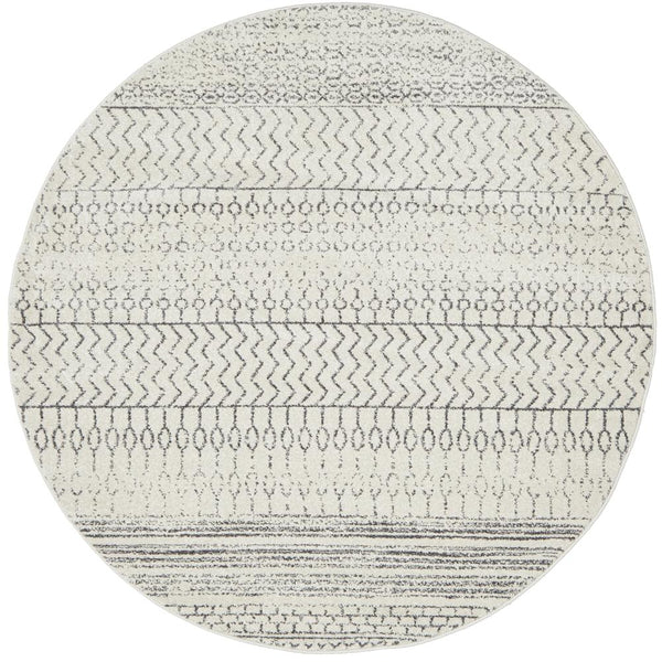 Kiruna 773 Silver Grey Cream Transitional Patterned Round Rug - Rugs Of Beauty - 1