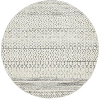 Kiruna 773 Silver Grey Cream Transitional Patterned Round Rug - Rugs Of Beauty - 1