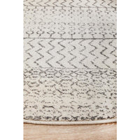 Kiruna 773 Silver Grey Cream Transitional Patterned Round Rug - Rugs Of Beauty - 7