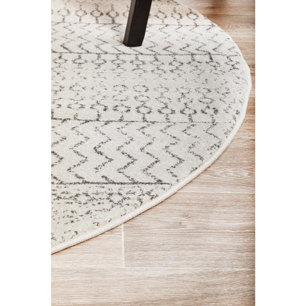 Kiruna 773 Silver Grey Cream Transitional Patterned Round Rug - Rugs Of Beauty - 6